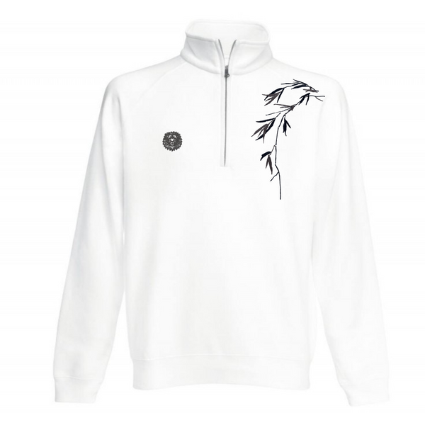 Sweat zip brodé blanc