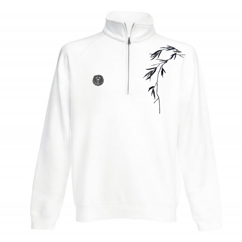 Sweat zip brodé blanc