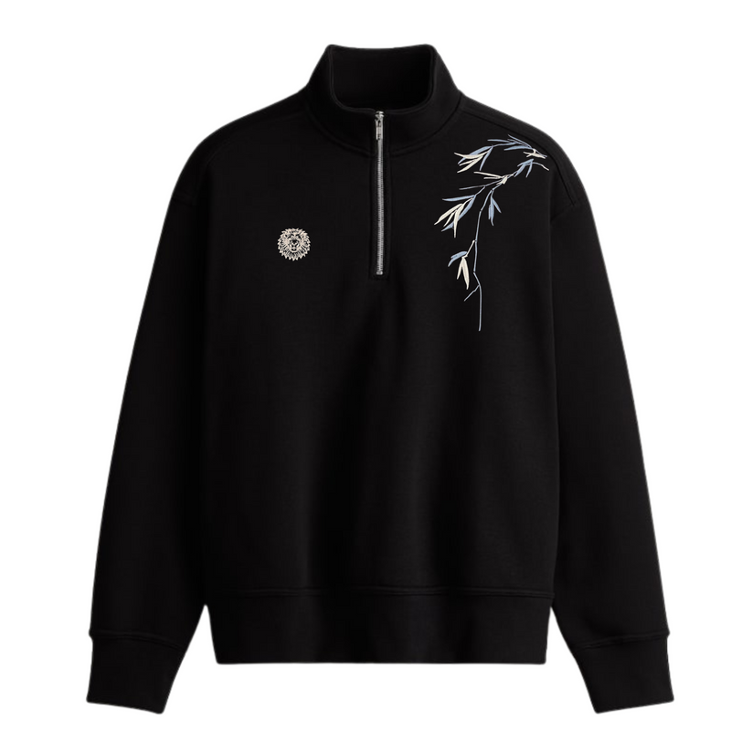 Sweat zip brodé noir